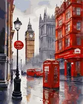 Tapyba pagal skaičius Londono gatvė su Big Benu 40 × 50 cm