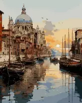 Tapyba pagal skaičius Venecijos saulėlydžio kanalas 40 × 50 cm