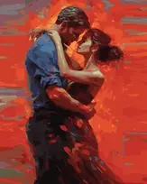 Tapyba pagal skaičius Aistringi įsimylėjėliai apsikabina 40 × 50 cm