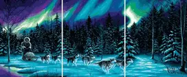 Tapyba pagal skaičius Šiaurės pašvaistės ir haskių rogių komanda 40 × 50 × 3 cm