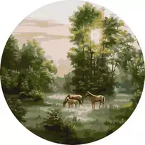 Tapyba pagal skaičius Arkliai ganosi miško pievoje 40 × 40 cm