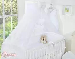 Tinklelis nuo uodų iš šifono su kabinamomis širdelėmis