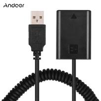 5 V USB NP-FW50 fiktyvus akumuliatoriaus jungties adapteris su lanksčiu spyruokliniu laidu, suderinamas su juoda