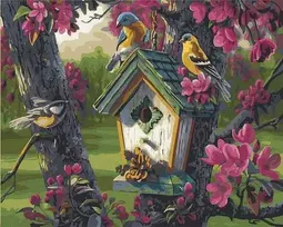 Tapyba pagal skaičius Paukščių namelis Bloom mieste 40x50 cm