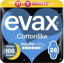Evax COTTONLIKE naktiniai įklotai, sparneliai, 26 vnt.