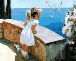 Tapyba pagal skaičius Mergina prie jūros 40x50 cm