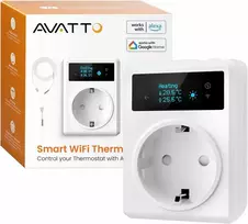 AVATTO išmanusis termostatinis elektros lizdas su Wi-Fi, temperatūros valdymas, 3860 W, suderinamas su Alexa, Google Assistant, baltas, WT580-EU