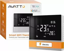 AVATTO išmanusis termostatas elektriniam grindų šildymui, Wi-Fi, programuojamas, LCD, 16 A, WT300-16 A