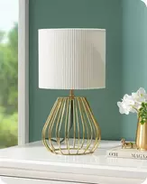 EDISHINE stalinė lempa, E14 lizdas, 4 W LED lemputė, kreminės baltos spalvos, 2700 K, metalinis pagrindas, 17 x 16 x 16 cm