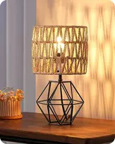 EDISHINE stalinis šviestuvas boho stiliaus, pintas popierinis gaubtas, E14, 4 W LED, juodas