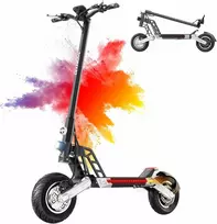 TODIMART elektrinis paspirtukas, 48 V 10,4 Ah baterija, 800 W variklis, 10 colių ratai, sulankstomas, juodas/oranžinis