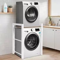 OVLRIJP skalbimo mašinos ir džiovyklės lentyna, reguliuojama, 3 aukščiai, 105 cm, 350 kg balta