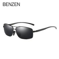 BENZEN poliarizuoti akiniai nuo saulės vyriški klasikiniai stačiakampiai vyriški akiniai nuo saulės, skirti vairavimui Vintage Oculos B9370 juoda