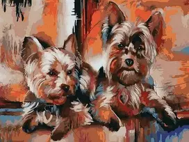 Tapyba pagal skaičius Jorkšyro šunys 30x40 cm
