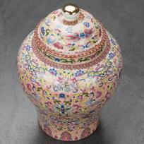 Porcelianinis imbiero stiklainis Keraminis arbatos indelis Skardinė kiniška su dangteliu Ornamento tvarkyklės šventykla