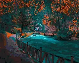 Tapyba pagal skaičius Rudens upės scena 40x50 cm