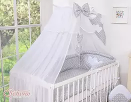 Tinklelis nuo uodų iš šifono su širdelėmis, pilkas