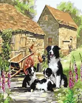 Tapyba pagal skaičius Kaimo šunys 40x50 cm