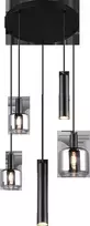 Pakabinamas šviestuvas TRIO MATARO, 1xE27, 2xE14, 2xGU10, metalinis juodos sp Ø40x150cm