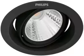 Įleidžiamas LED šviestuvas PHILIPS POMERON SCENE SWITCH, 7W 2700K, 420lm dim, juodas, Ø9cm