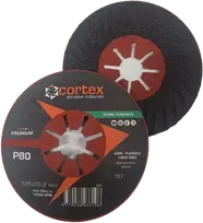 Betono/akmens šlifavimo diskas CORTEX Premium, 125 x 22 mm, P80, fibro