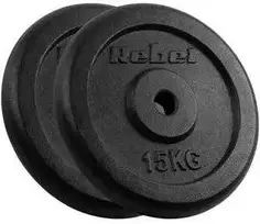 Ketaus svarelių rinkinys 2x15kg, skylė 31mm, klasikinė plokštė, REBEL ACTIVE