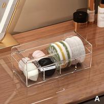 Clear Acrylic Powder Puff Layered Storage Box Dressing Table Cosmetic Powder Puff Finishing Grid Box Desktop Drawer Storage Box
