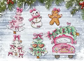 Letistitch Kalėdinis siuvinėjimo rinkinys „Sweetmas“ žaisliukai, 9 cm, 6 vnt.