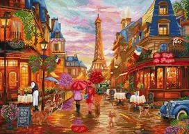 Letistitch Siuvinėjimo rinkinys kryželiu „Paryžius po lietaus“ 42x30 cm