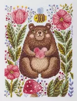 Panna Klart Kryželiu siuvinėjimo rinkinys KLART „Meškiukas su bitėmis“ 16,5x21,5 cm