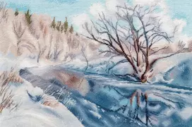 Oven Siuvinėjimo kryželiu rinkinys „Vasaris žydrynėje“ 34×24 cm S1710