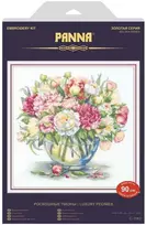 Panna Klart PANNA siuvinėjimo kryželiu rinkinys „Prabangios bijūnų gėlės“ 33x32