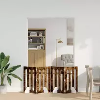 Sulankstomas šunų tvora 4 pcs Rūkytas Ąžuolas 201 x 38 x 70 cm