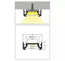 Bikuvalt 3m LED juostos profilis SURFACE10 BC/UX, neanoduotas aliuminis