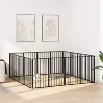 Šunų vartai 8 pcs Juodas 100 x 80 cm Cinkuota plienas