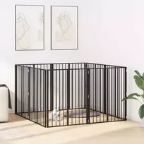 Šunų vartai 8 pcs Juodas 80 x 100 cm Cinkuota plienas