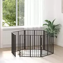 Šunų vartai 6 pcs Juodas 80 x 80 cm Cinkuota plienas