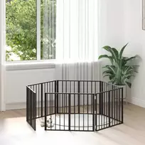Šunų vartai 6 pcs Juodas 80 x 60 cm Cinkuota plienas