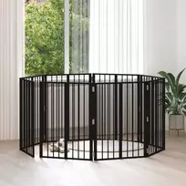 Šunų vartai 8 pcs Juodas 60 x 80 cm Cinkuota plienas