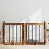 Šunų vartai su stovais 4 pcs Sendintos medienos 100 x 100 cm