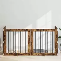 Šunų vartai su stovais 4 pcs Dūminio ąžuolo 100 x 100 cm