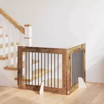 Šunų vartai su stovais 2 pcs Sendintos medienos 100 x 80 cm