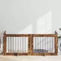 Šunų vartai su stovais 4 pcs Dūminio ąžuolo 100 x 80 cm