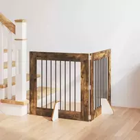 Šunų vartai su stovais 2 pcs Dūminio ąžuolo 80 x 80 cm