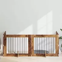 Šunų vartai su stovais 4 pcs Sendintos medienos 100 x 80 cm