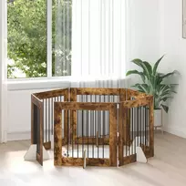 Šunų vartai su stovais 6 pcs Dūminio ąžuolo 80 x 80 cm