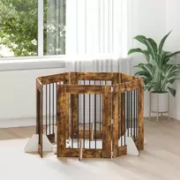 Šunų vartai su stovais 6 pcs Dūminio ąžuolo 60 x 80 cm