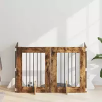 Šunų vartai su stovais 4 pcs Dūminio ąžuolo 60 x 80 cm