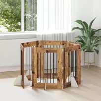 Šunų vartai su stovais 6 pcs Sendintos medienos 60 x 80 cm