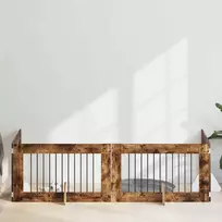 Šunų vartai su stovais 4 pcs Dūminio ąžuolo 100 x 60 cm
